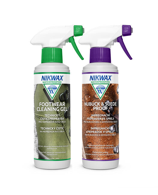 Nikwax Twin Nubuck & Suede Spray / Footwear Cleaning Gel set 2 buc preparate, 300ml