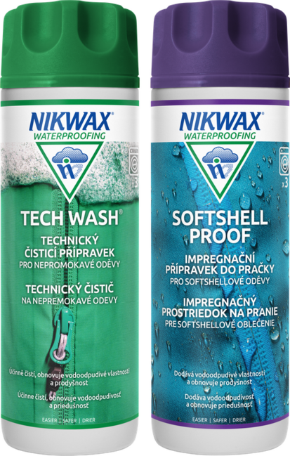 Nikwax Twin Tech Wash / Softshell Proof Wash-In set preparate 2 buc, 300ml