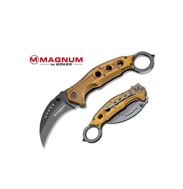 BÖKER® Magnum Black Scorpion cuțit karambit, aur bronz, 20,5cm