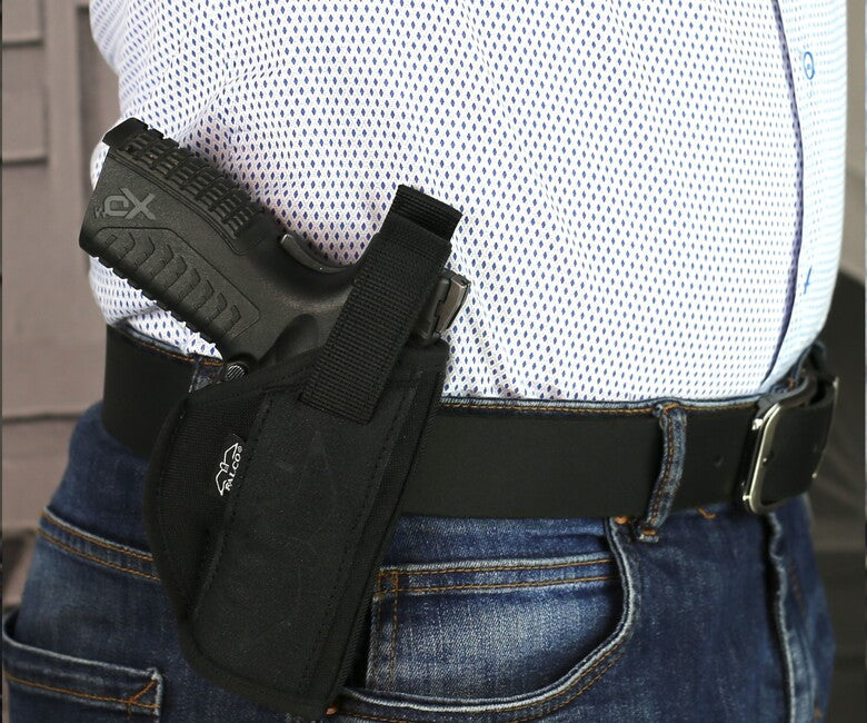 Falco Larson OWB toc pentru centură pentru armă cu cataramă CZ P10 F 40 mm dreapta, negru