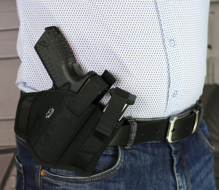 Falco toc curea pentru armă cu rezervor compatibil cu pistolul Glock 17, negru drept