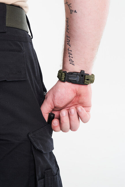 WARAGOD Bazin brățară paracord cu fluier și amnar, verde