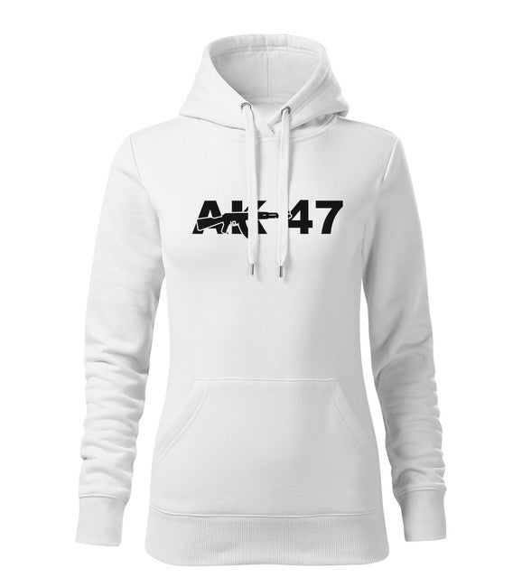 DRAGOWA AK-47 hanorac cu glugă pentru femei 320 g/m², alb