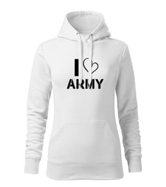 DRAGOWA hanorac de damă cu glugă I love army 320 g/m², alb