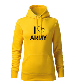 DRAGOWA hanorac de damă cu glugă I love army 320 g/m², galben