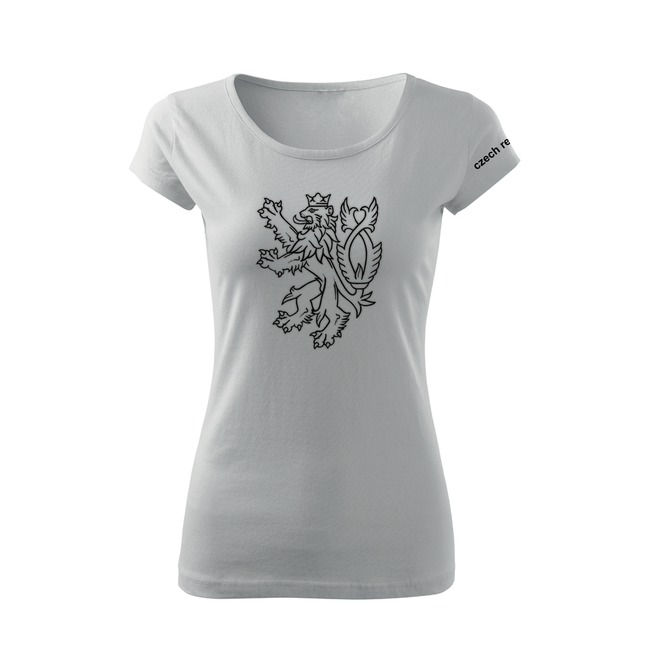 DRAGOWA tricou scurt pentru femei cu leu ceh 150 g/m², alb