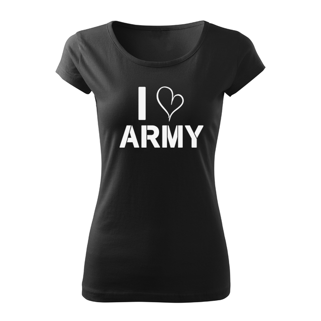 DRAGOWA tricou scurt pentru femei i love army 150 g/m², negru