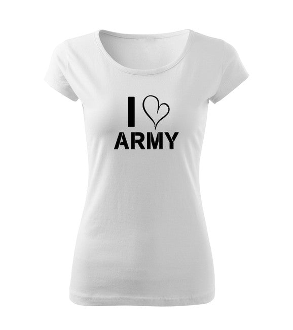 DRAGOWA tricou pentru femei i love army 150 g/m², alb