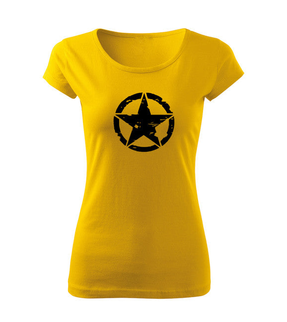 DRAGOWA tricou star pentru femei, galben 150g/m2