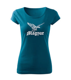 DRAGOWA tricou de damă pasărea Turul 150 g/m², albastru petrol