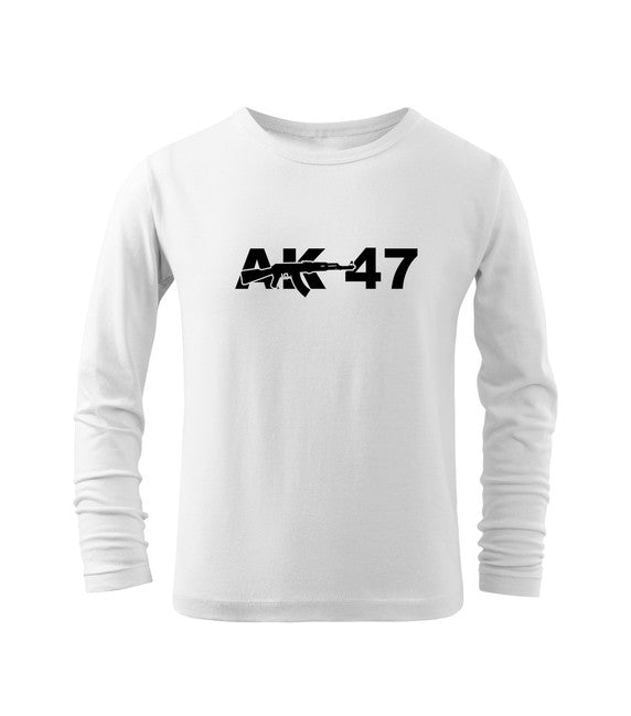 DRAGOWA AK-47 tricou lung pentru copii, alb