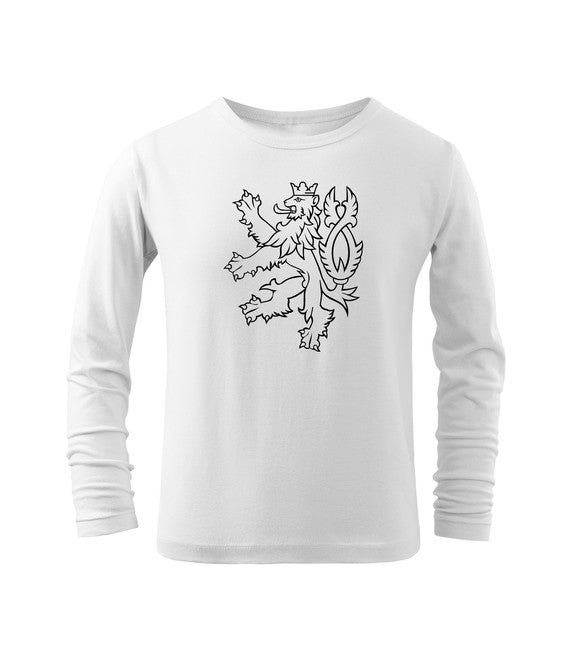 DRAGOWA tricou lung pentru copii Leu ceh, alb