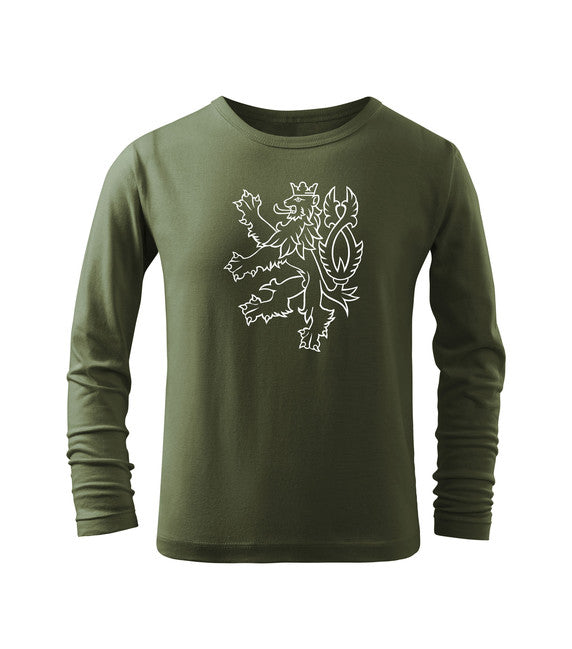 DRAGOWA tricou lung pentru copii Leu ceh, oliv