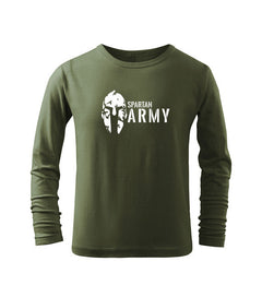 DRAGOWA tricou pentru copii cu mânecă lungă Spartan army, verde oliv