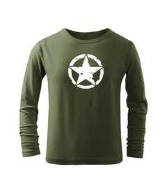 DRAGOWA tricou pentru copii cu mânecă lungă star, verde oliv