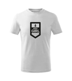 DRAGOWA tricou pentru copii cu mânecă scurtă army girl, alb