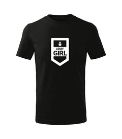 DRAGOWA tricou pentru copii cu mânecă scurtă army girl, negru