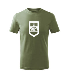 DRAGOWA tricou pentru copii cu mânecă scurtă army girl, verde oliv