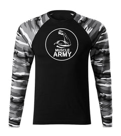 DRAGOWA Fit-T tricou cu mânecă lungă muscle army biceps 160 g/m², metro