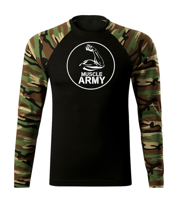 DRAGOWA Fit-T tricou cu mânecă lungă muscle army biceps 160 g/m², Woodland