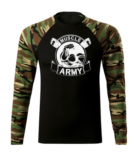 DRAGOWA Fit-T tricou cu mânecă lungă muscle army original 160 g/m², Woodland