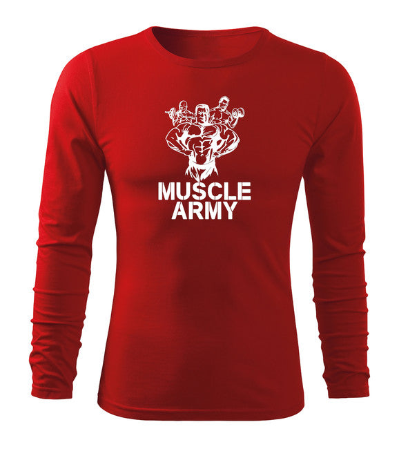 DRAGOWA Fit-T muscle tricou cu mânecă lungă army team 160 g/m², roșu