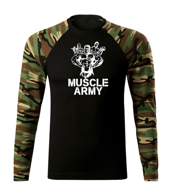 DRAGOWA Fit-T tricou cu mânecă lungă muscle army team 160 g/m², Woodland