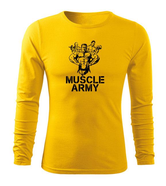 DRAGOWA Fit-T tricou cu mânecă lungă muscle army team 160 g/m², galben
