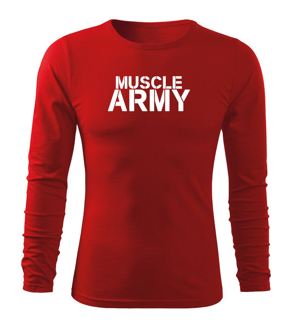 DRAGOWA Fit-T tricou cu mânecă lungă muscle army 160 g/m², roșu