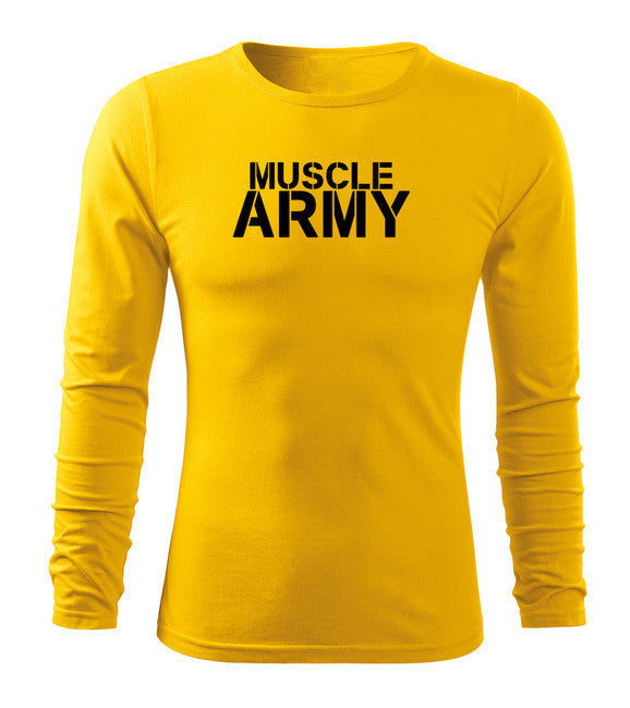 DRAGOWA Fit-T tricou cu mânecă lungă muscle army 160 g/m², galben