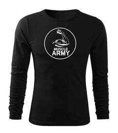 DRAGOWA Fit-T tricou cu mânecă lungă muscle army biceps 160 g/m², negru