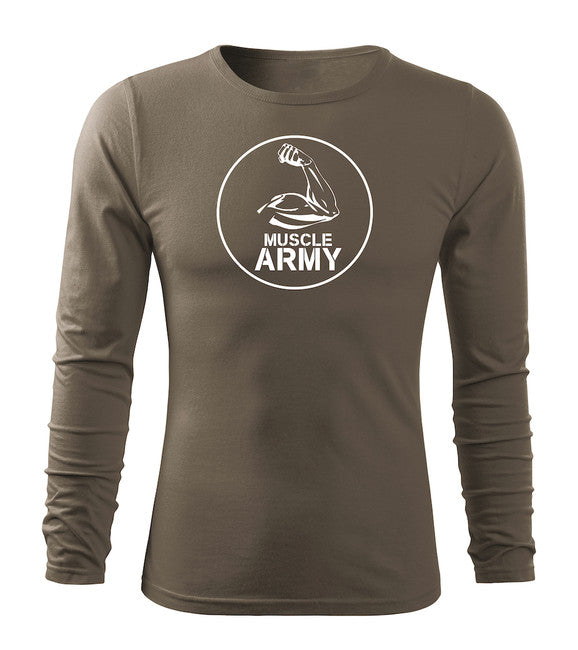 DRAGOWA Fit-T tricou cu mânecă lungă muscle army, biceps