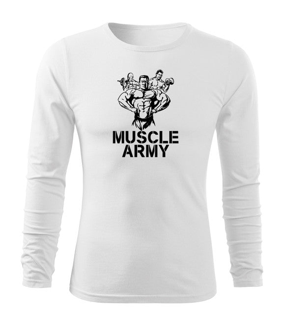 DRAGOWA Fit-T tricou cu mânecă lungă muscle army team 160 g/m², alb