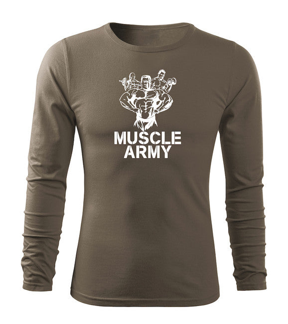 DRAGOWA Fit-T tricou cu mânecă lungă muscle army team 160 g/m², oliv