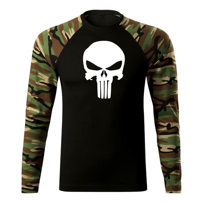 DRAGOWA Fit-T tricou Punisher cu mânecă lungă 160 g/m², Woodland