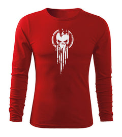 DRAGOWA Fit-T tricou cu mânecă lungă skull 160 g/m², roșu
