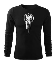 DRAGOWA Fit-T tricou cu mânecă lungă skull 160 g/m², negru