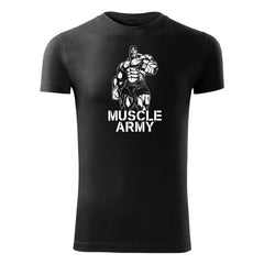 DRAGOWA tricou fitness muscle army man 180 g/m², negru