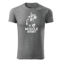 DRAGOWA tricou fitness muscle army man 180 g/m², gri