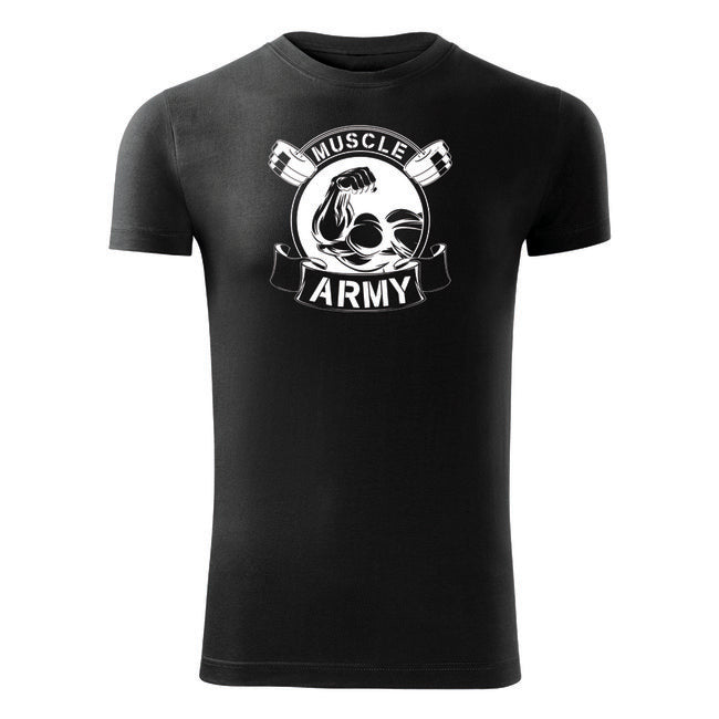 DRAGOWA tricou Muscle Army Original fitness 180g/m2, negru