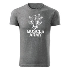 DRAGOWA tricou fitness muscle army team 180 g/m², gri