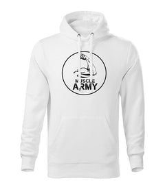 DRAGOWA hanorac bărbătesc cu glugă muscle army biceps 320 g/m², alb