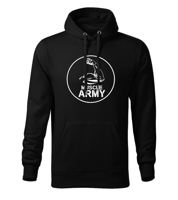 DRAGOWA hanorac cu glugă pentru bărbați muscle army biceps 320 g/m², negru