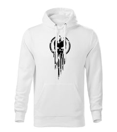 DRAGOWA hanorac bărbătesc cu glugă skull 320 g/m², alb