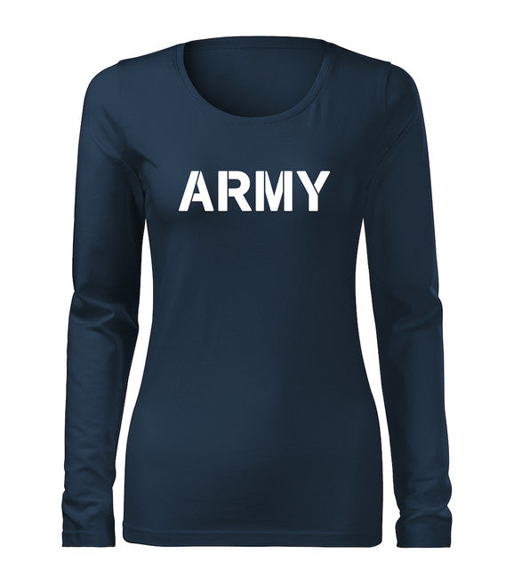 DRAGOWA Slim tricou pentru femei cu mânecă lungă, army