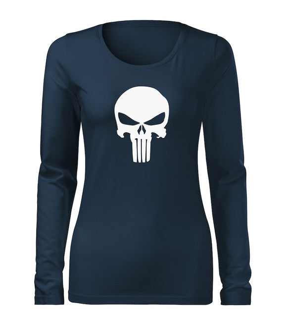 DRAGOWA Slim tricou pentru femei cu mânecă lungă, punisher