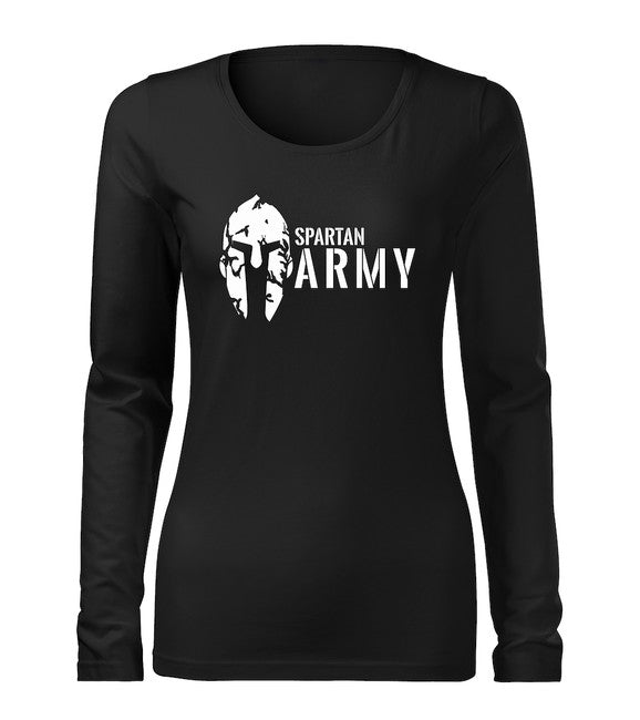 DRAGOWA Slim tricou cu mânecă lungă pentru femei spartan army 160 g/m², negru