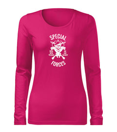 DRAGOWA Slim tricou de damă cu mânecă lungă special forces 160 g/m², roz