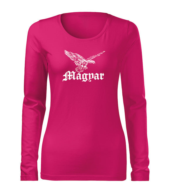 DRAGOWA Slim tricou pentru femei turul cu mânecă lungă 160 g/m², roz