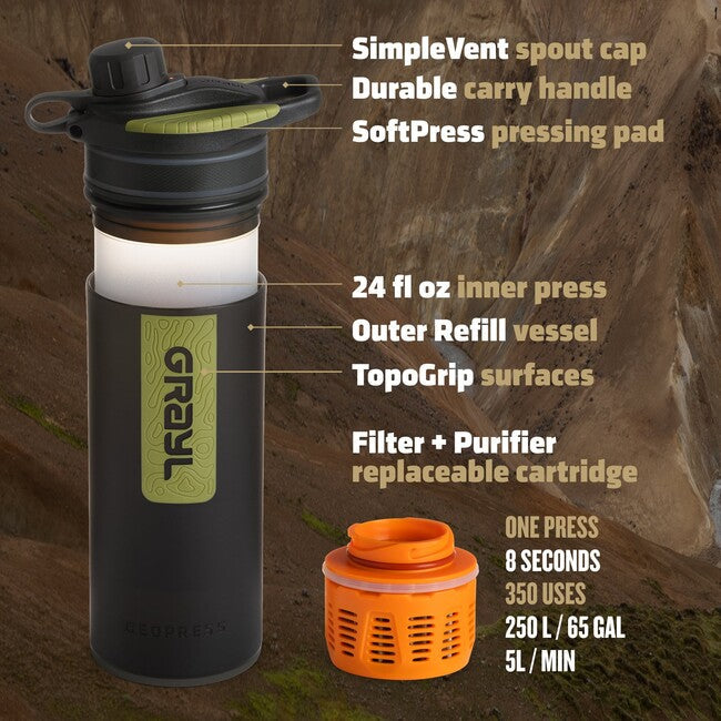GRAYL Geopress Purifier sticlă de filtrare 710 ml, black camo
